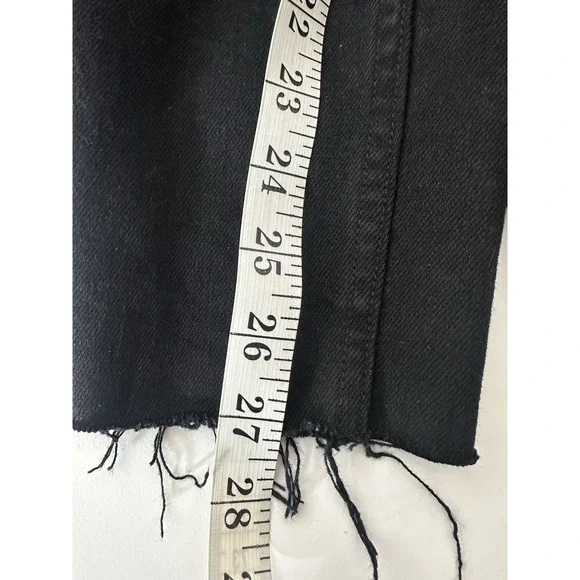 RE/DONE Jeans Womens 28 Black Originals High Rise Ankle Crop Button Fly Grunge - Picture 8 of 9